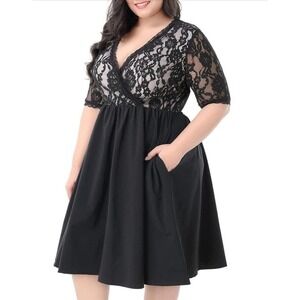 Nemidor Dress Black Neck Plus Size 20 - 22 Pockets Party New Years Eve Cocktail